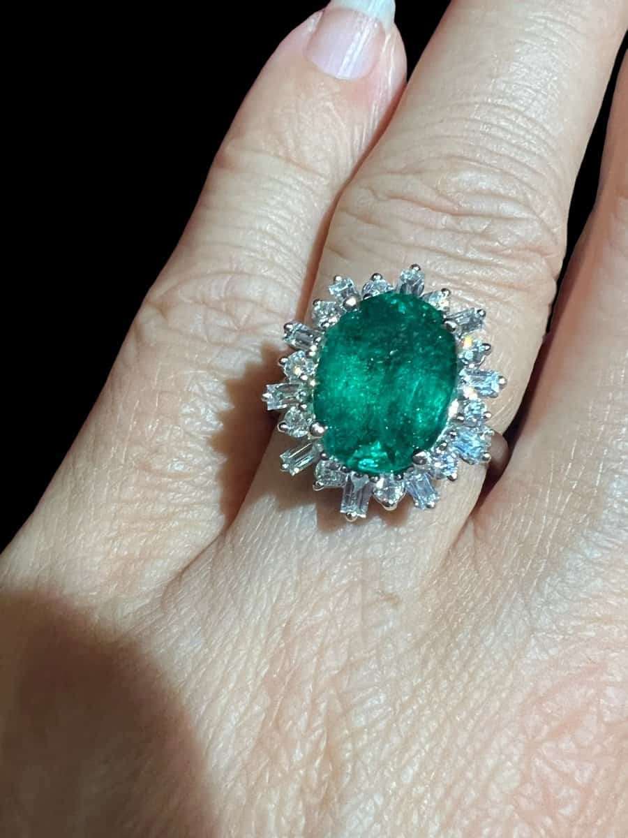 4.31 carat Green Emerald Bespoke Marisa Perry Engagement Ring | Engagement  rings, Green engagement rings, Emerald ring