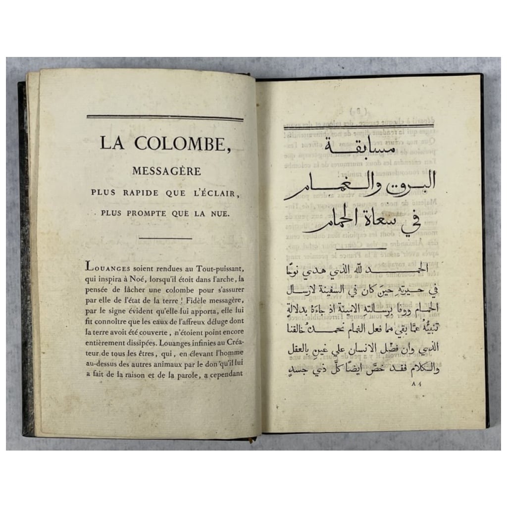 Sabbagh's pigeon racing treatise with the Arabic text opposite 4