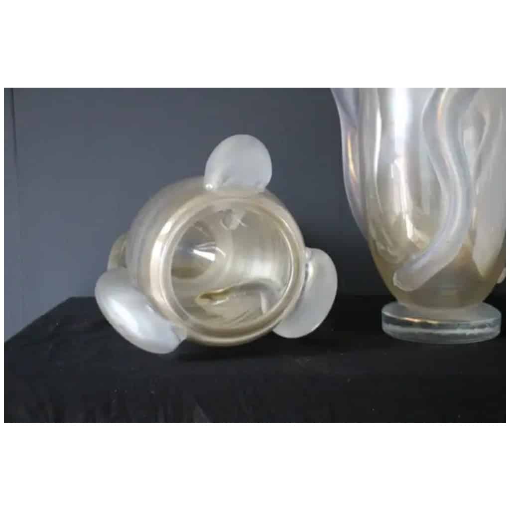 Paire de grands vases en verre de Murano nacré, irisé par Costantini 15
