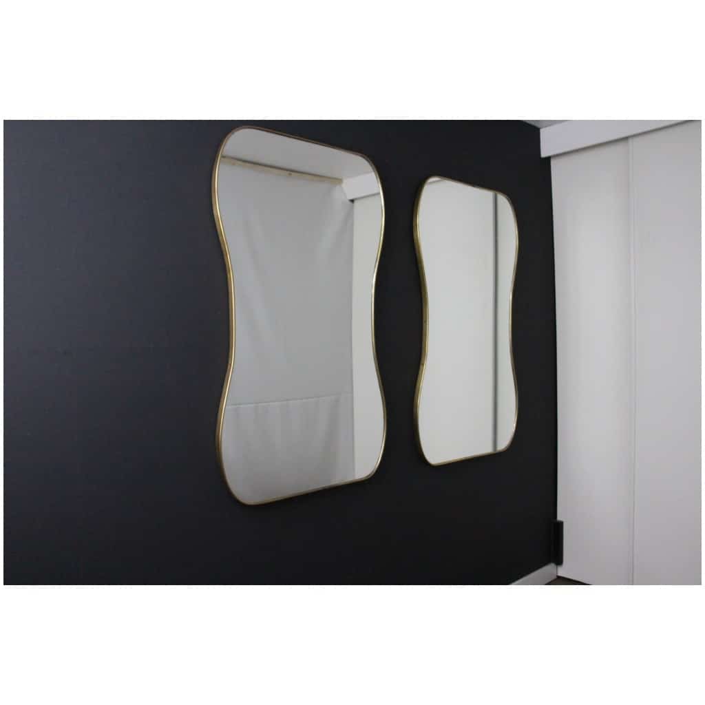 Pair of large modernist wall mirrors from the 1950s, Gio Ponti style 15