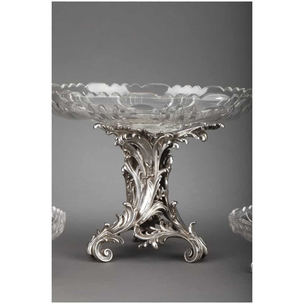 GOLDSMITH CARDEILHAC – THREE-CUP TABLE GARNISH IN STERLING SILVER AND CRYSTAL XIXÈ 5