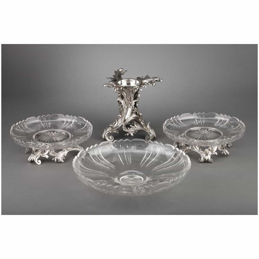 ORFÈVRE CARDEILHAC – GARNITURE DE TABLE TROIS COUPES EN ARGENT MASSIF ET CRISTAL XIXÈ 8