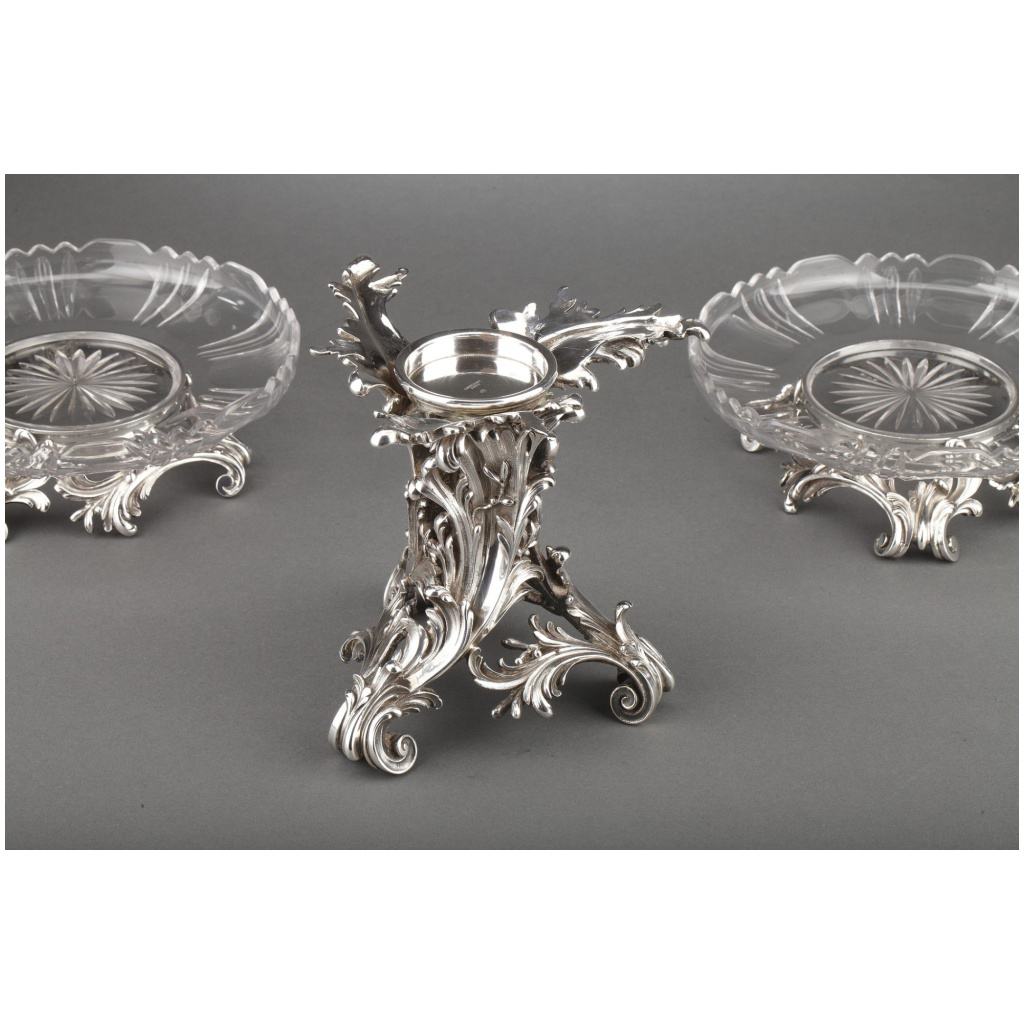 GOLDSMITH CARDEILHAC – THREE-CUP TABLE GARNISH IN STERLING SILVER AND CRYSTAL XIXÈ 9