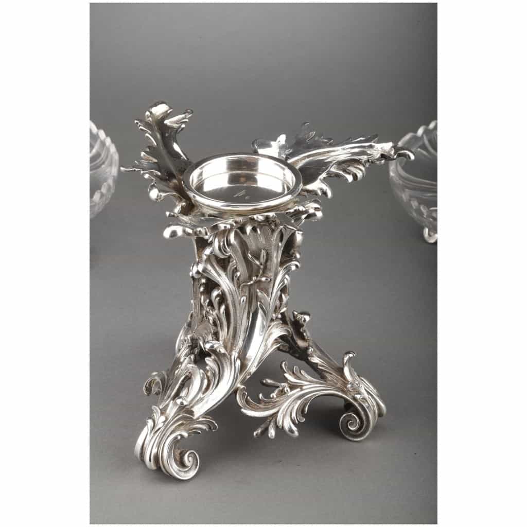 GOLDSMITH CARDEILHAC – THREE-CUP TABLE GARNISH IN STERLING SILVER AND CRYSTAL XIXÈ 10