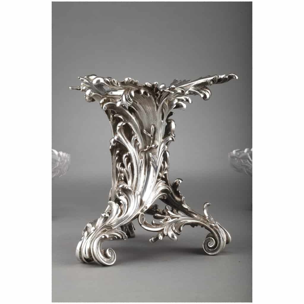 ORFÈVRE CARDEILHAC – GARNITURE DE TABLE TROIS COUPES EN ARGENT MASSIF ET CRISTAL XIXÈ 11