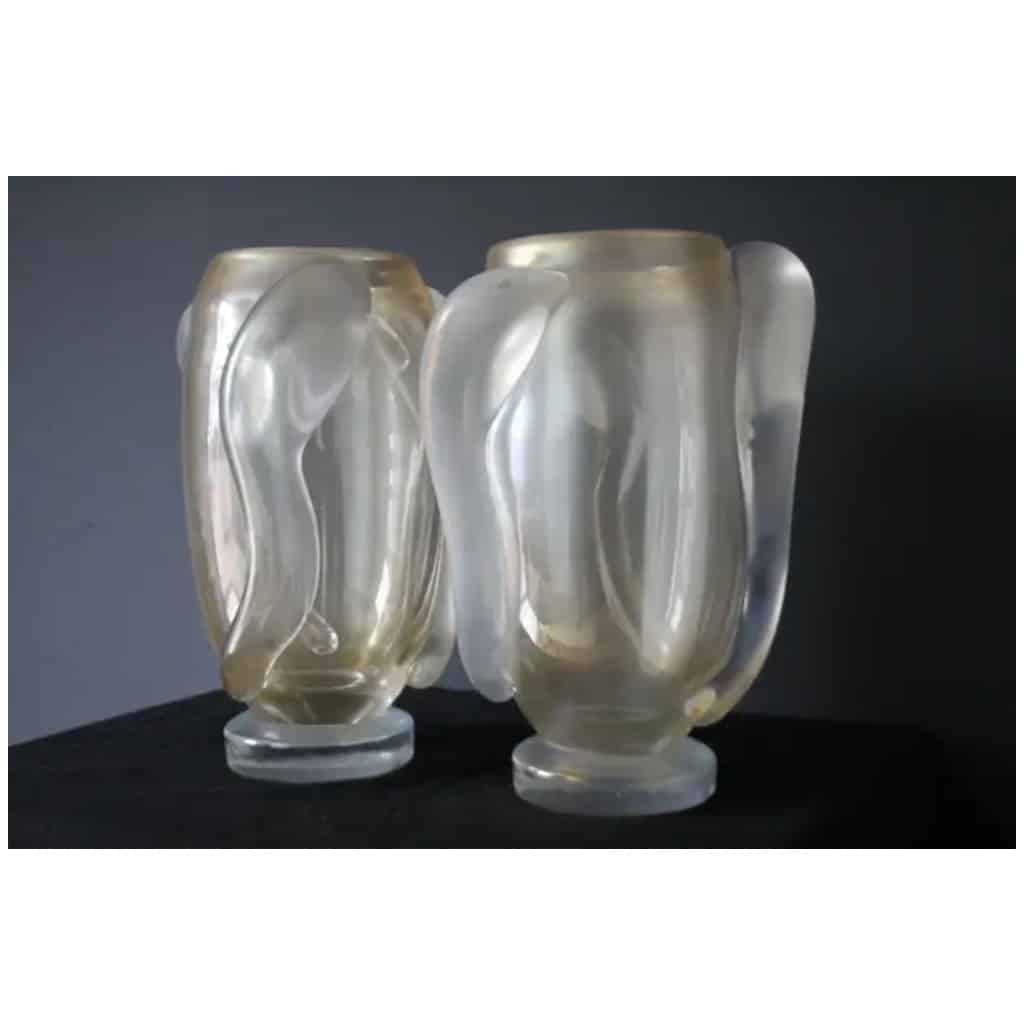 Pair of large vases in pearly, iridescent Murano glass by Costantini 17