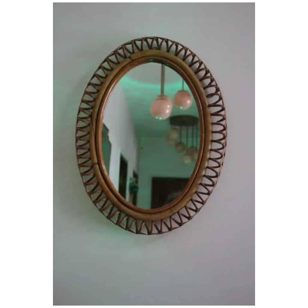 1960s oval rattan and bamboo wall mirror by Franco Albini 19