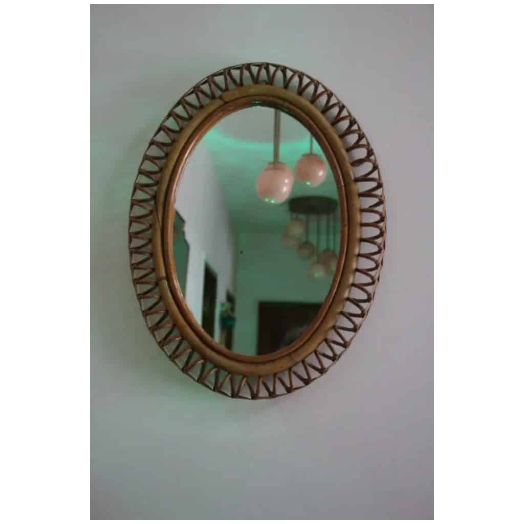 Miroir mural ovale en rotin et bambou des années 1960 par Franco Albini 19