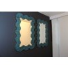Grands miroirs en verre de Murano travaillé bleu turquoise en forme de vagues 27