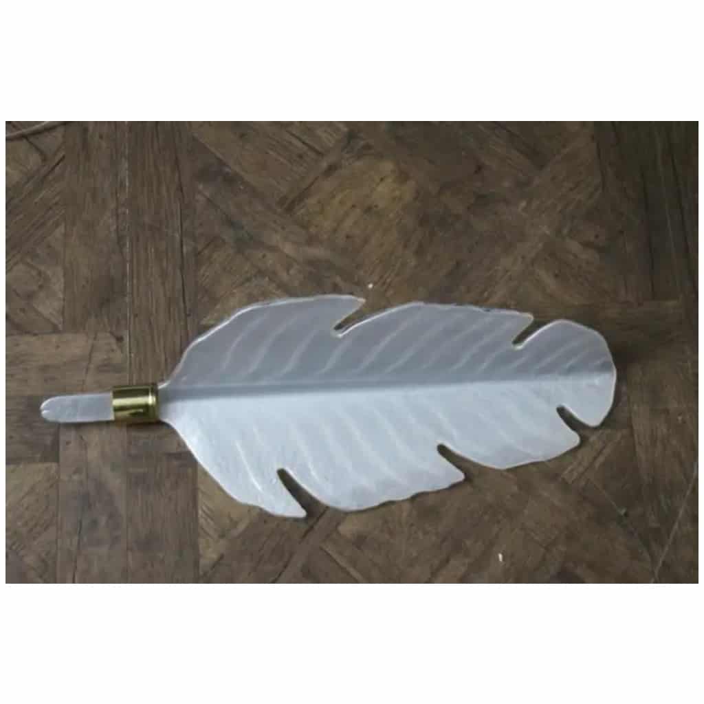 Pearly White Murano Glass Sconces, Leaf Shape Wall Lamps, Barovier Style 20