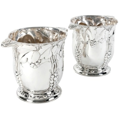JEAN SERRIERE – EXCEPTIONAL PAIR OF SILVER COOLERS CIRCA 1925