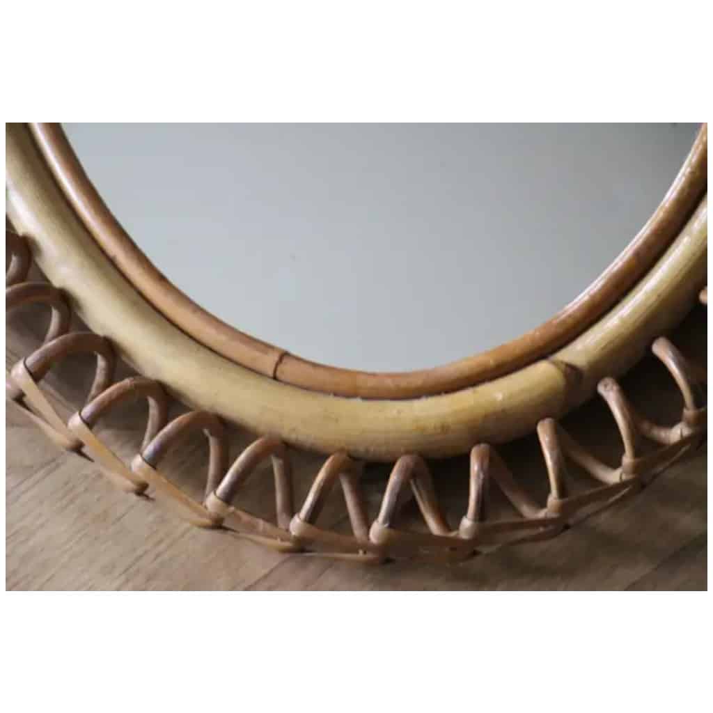 1960s oval rattan and bamboo wall mirror by Franco Albini 4
