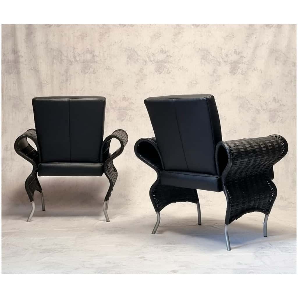 Pair of armchairs by Borek Sipek – Neo Baroque – Leather – Ca 1980 5