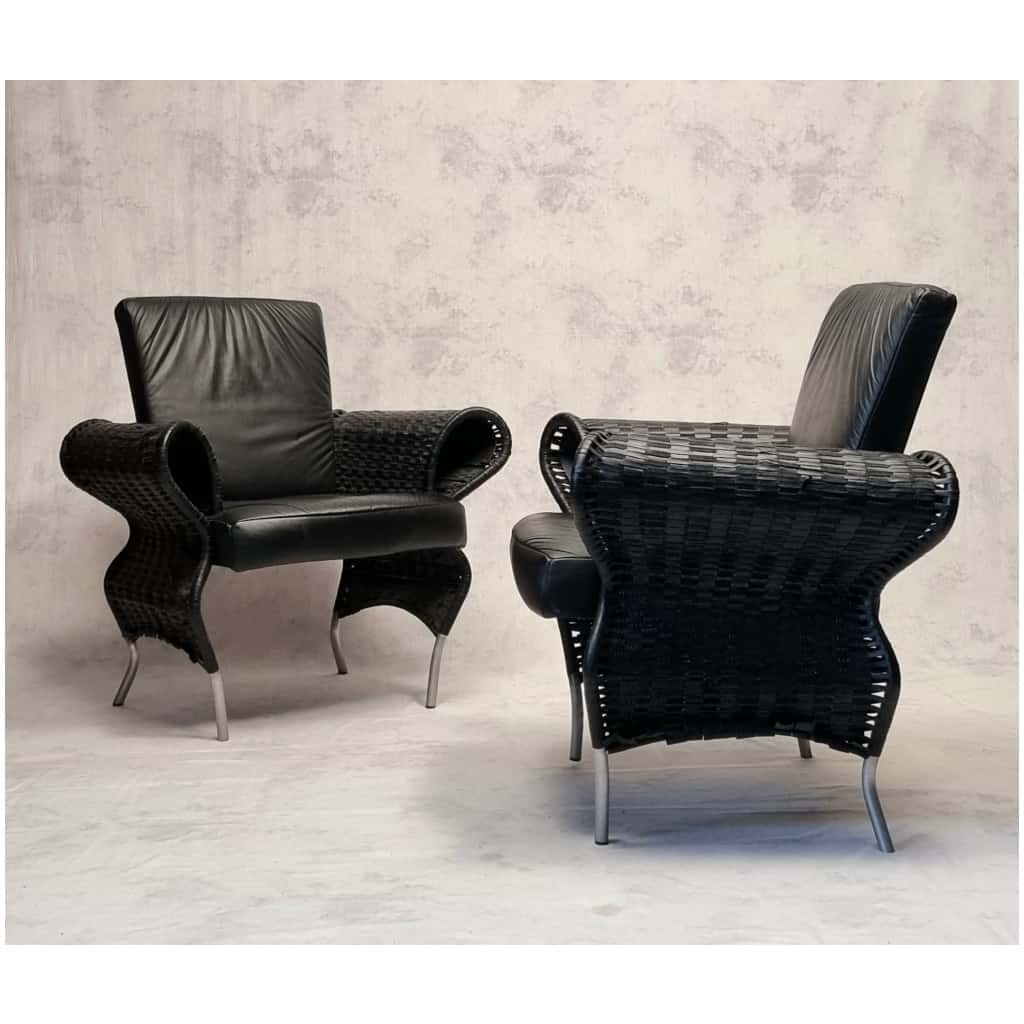 Paire de fauteuils de Borek Sipek – Néo Baroque – Cuir – Ca 1980 4