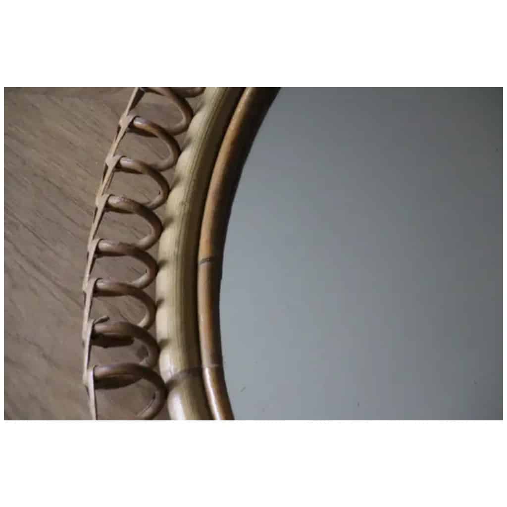1960s oval rattan and bamboo wall mirror by Franco Albini 5
