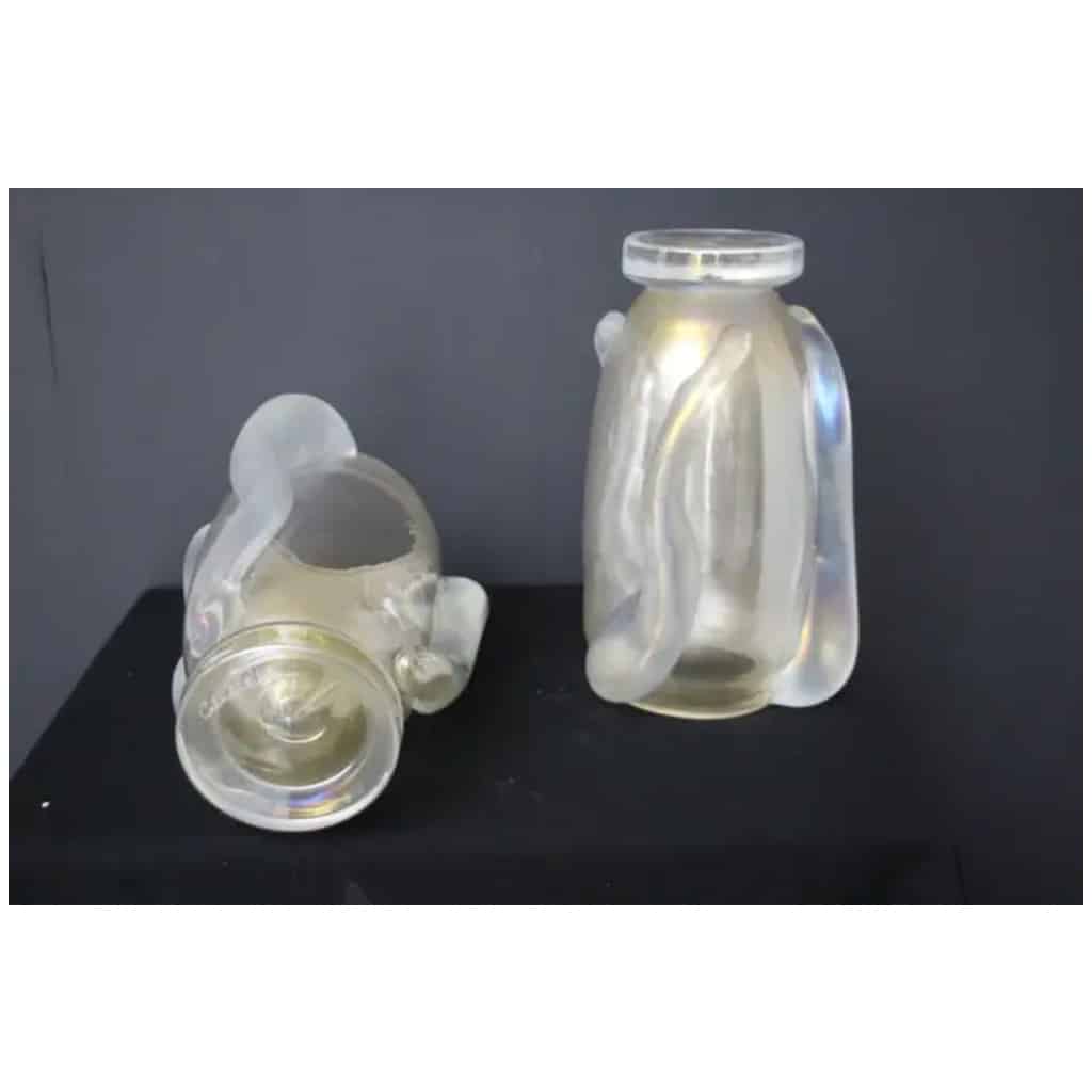 Paire de grands vases en verre de Murano nacré, irisé par Costantini 5