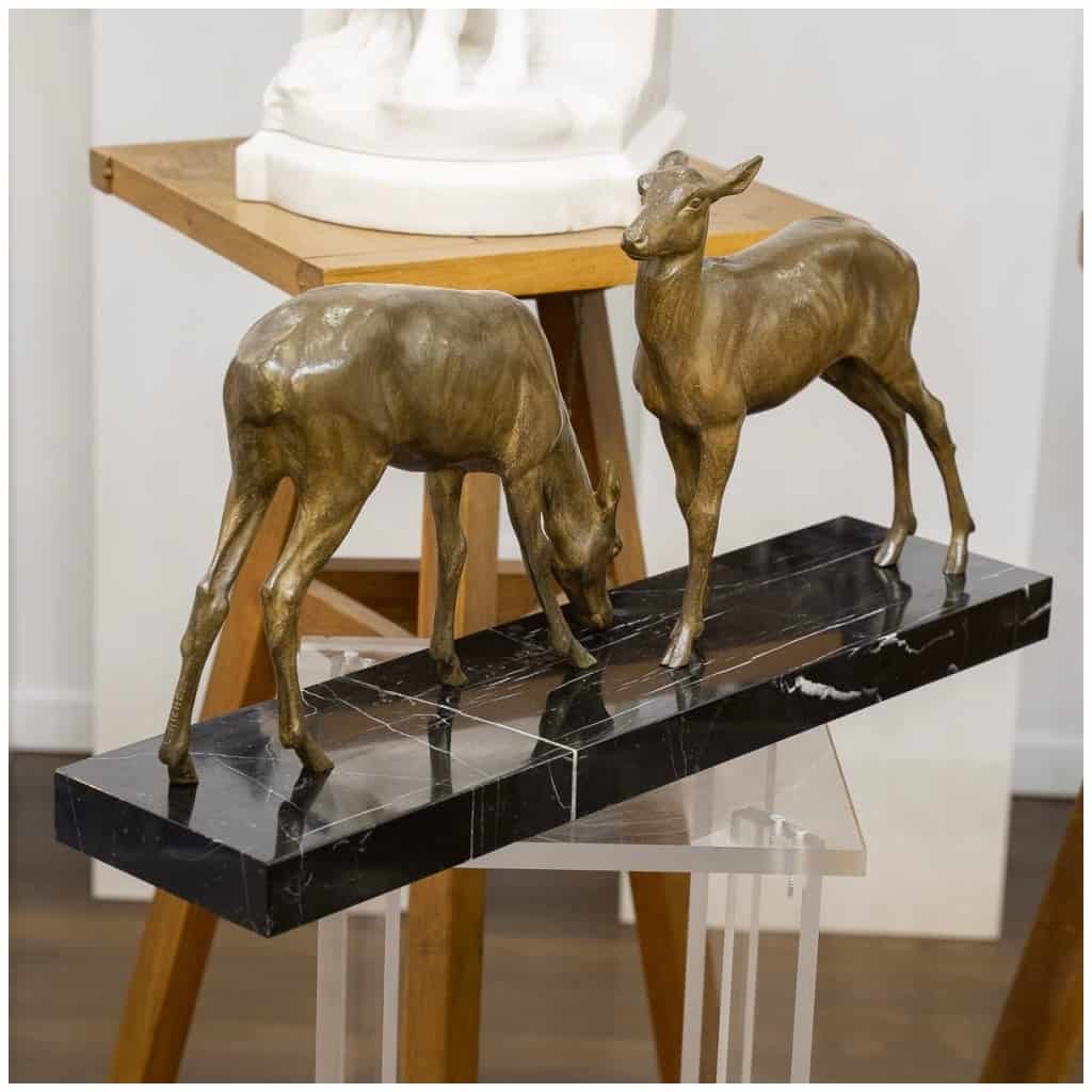 Sculpture – “Les Deux Biches”, Louis Riché (1877-1949) – Bronze 6