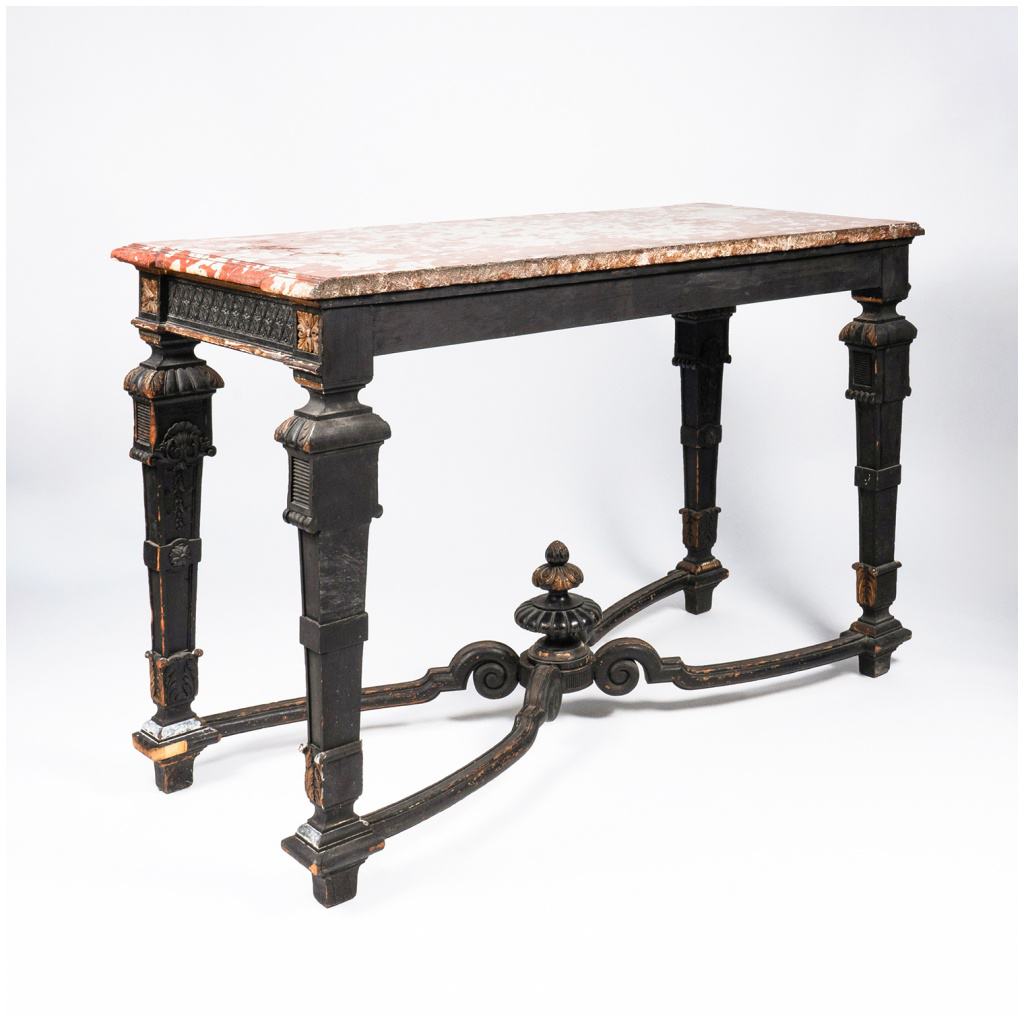 Console and pair of Louis XIV style consoles, XIXand 6