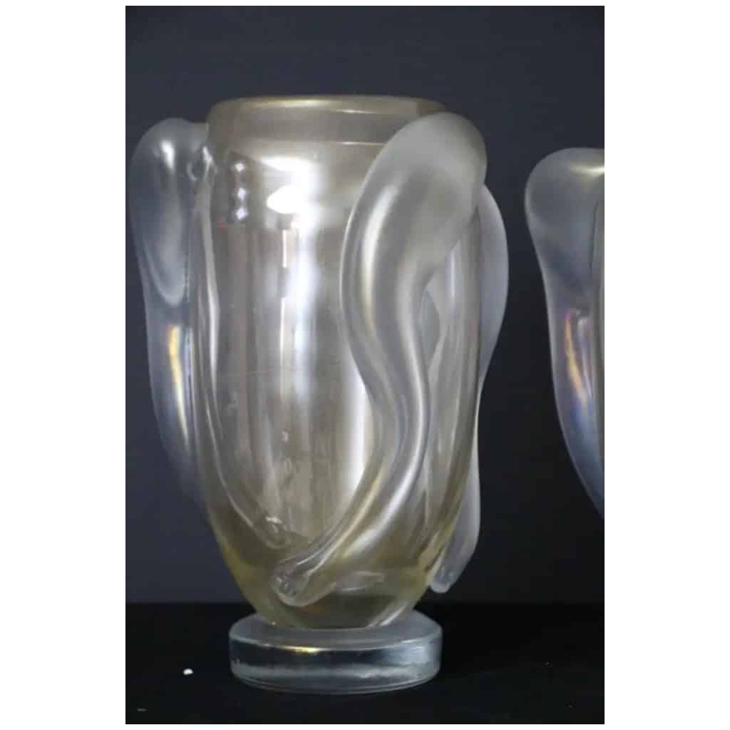 Paire de grands vases en verre de Murano nacré, irisé par Costantini 8