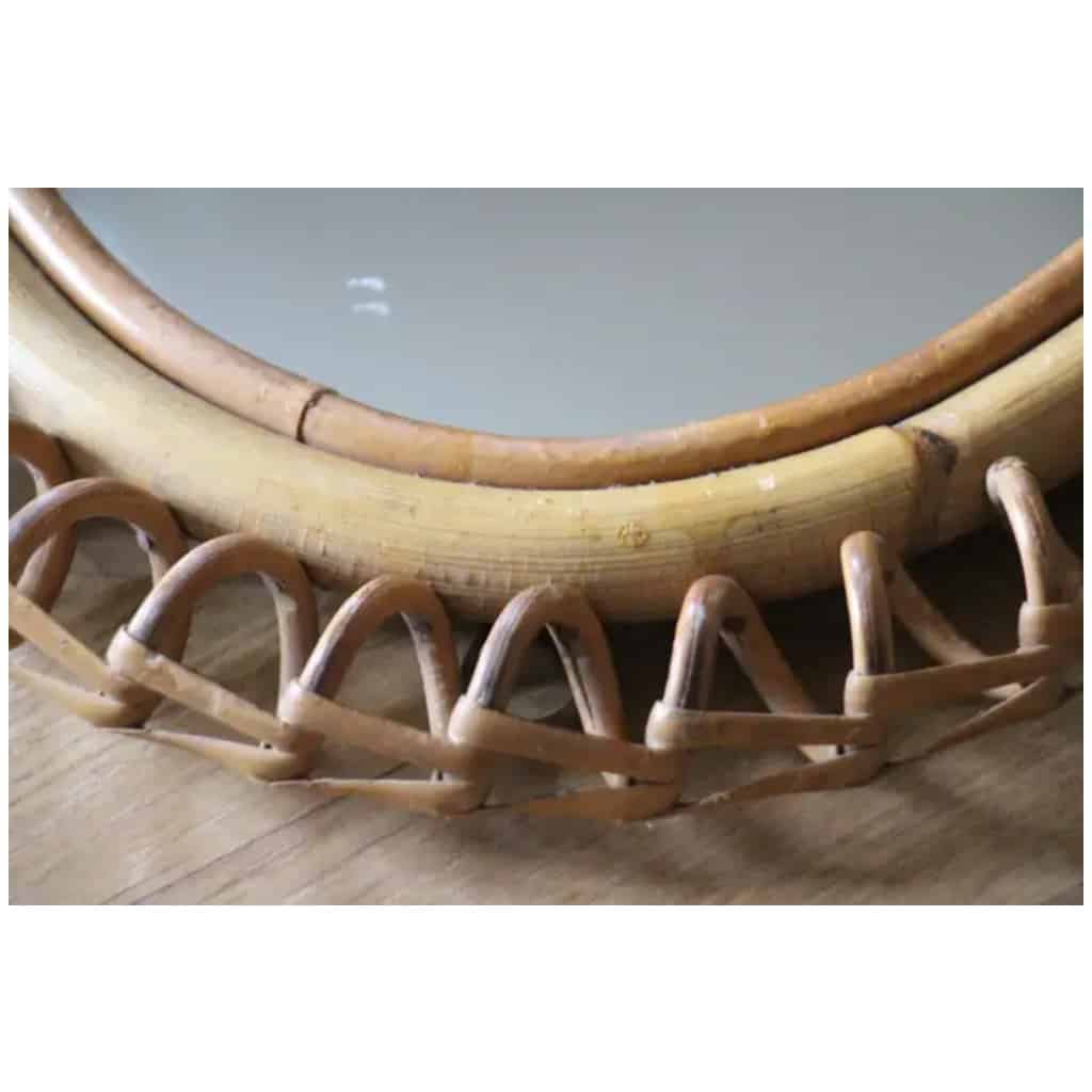 1960s oval rattan and bamboo wall mirror by Franco Albini 9