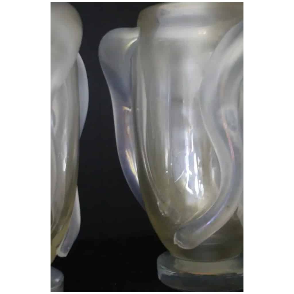Pair of large vases in pearly, iridescent Murano glass by Costantini 9