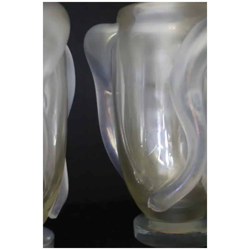 Paire de grands vases en verre de Murano nacré, irisé par Costantini 9