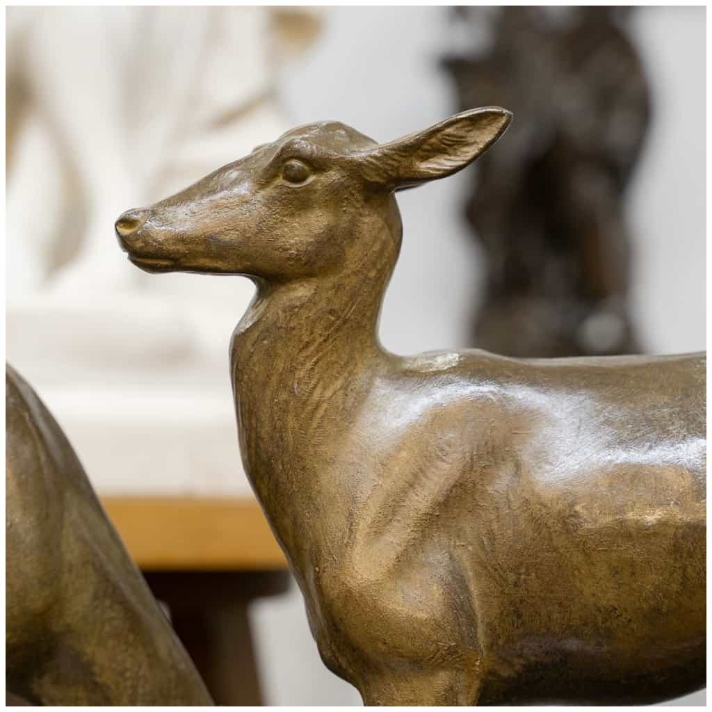 Sculpture – “Les Deux Biches”, Louis Riché (1877-1949) – Bronze 5