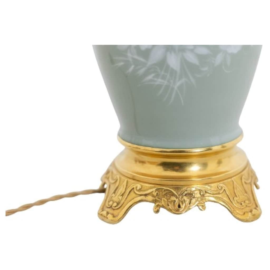 Paire de lampes en porcelaine Céladon et bronze doré. Circa 1880. 9