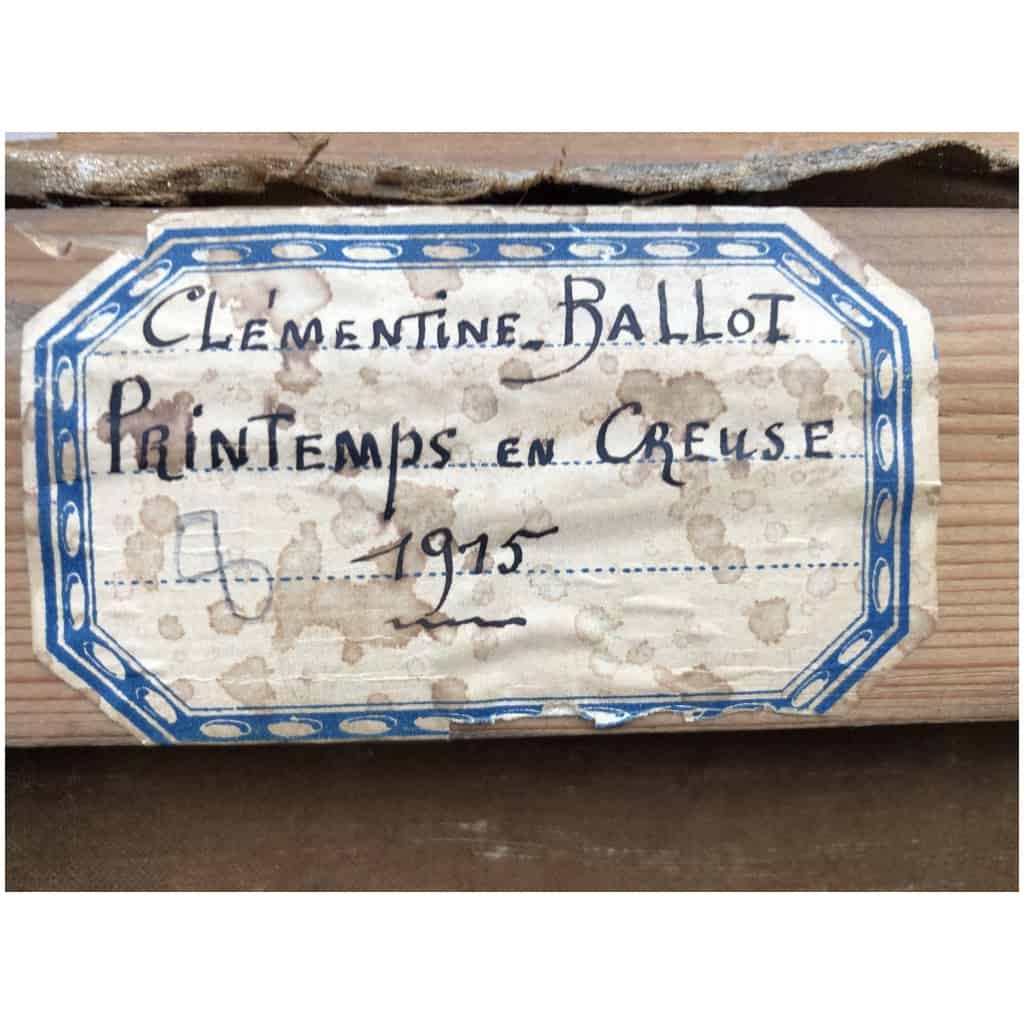 BALLOT Clémentine Peinture française Printemps en Creuse 1915 Huile toile signée Certificat 7