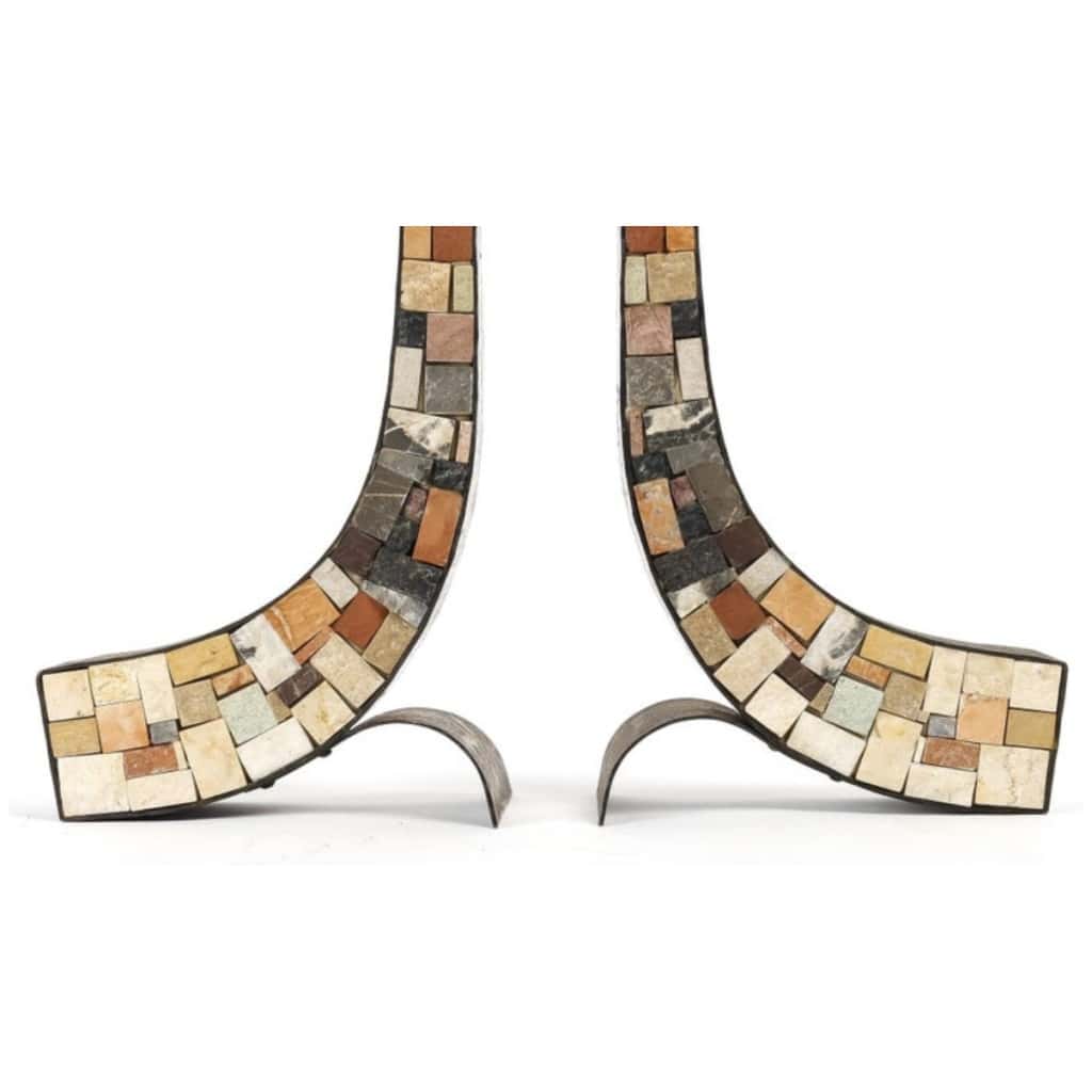 1960 Pair of mosaic candlesticks Atelier Vallauris 5