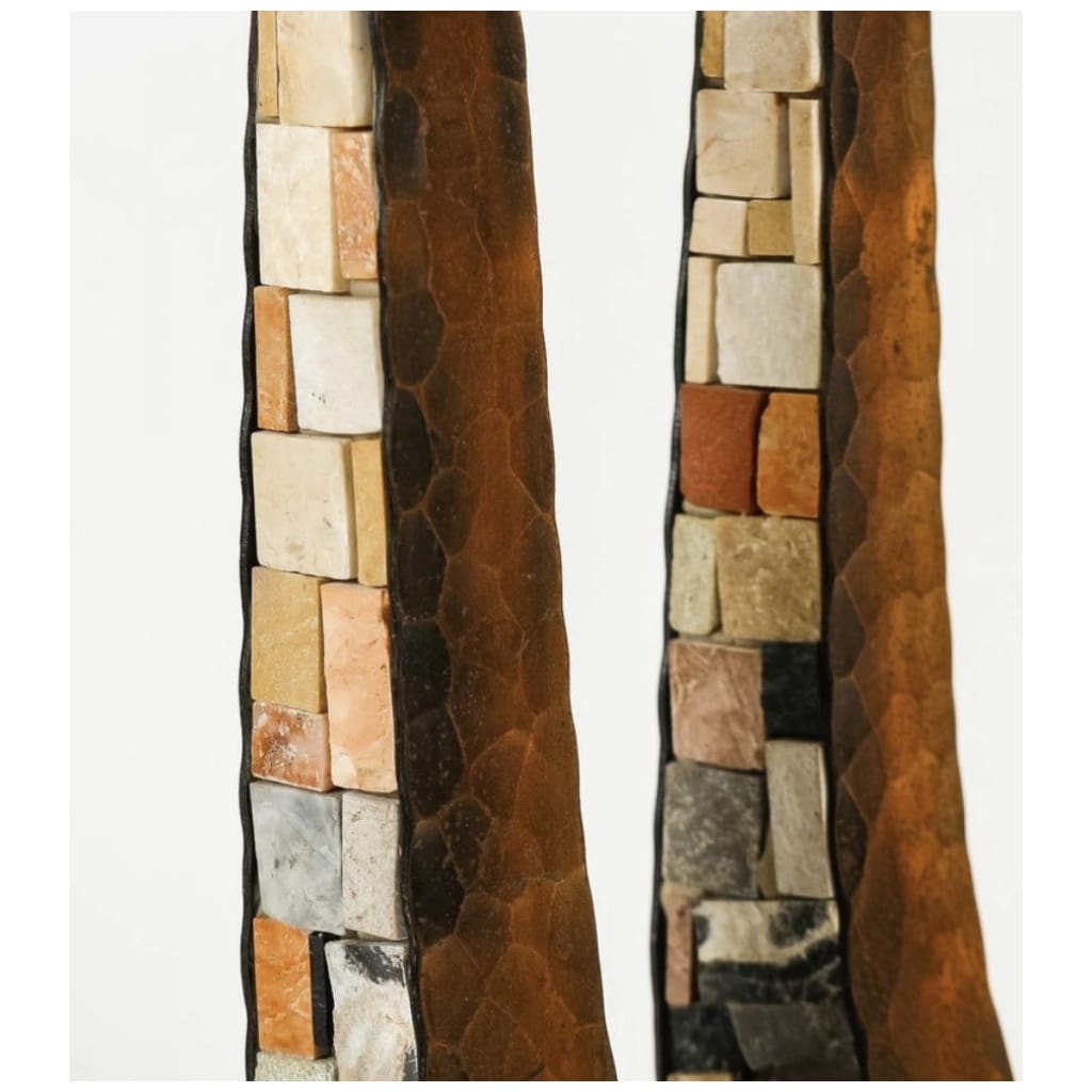 1960 Pair of mosaic candlesticks Atelier Vallauris 4