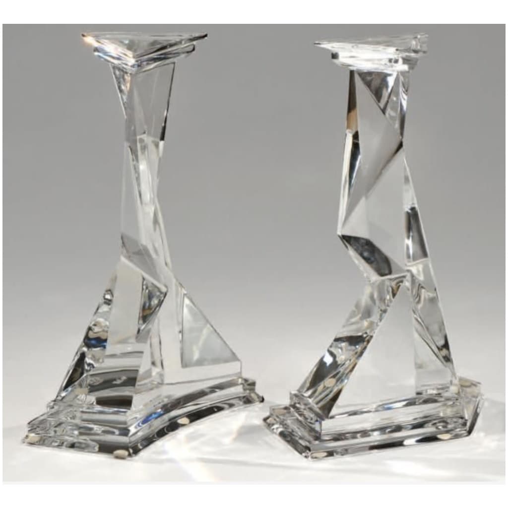 Salvador DALI 1904 – 1989 Castor and Pollux Baccarat crystal candlesticks 4