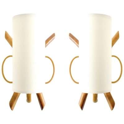 1950 Pair of Louis Sognot rattan sconces 3