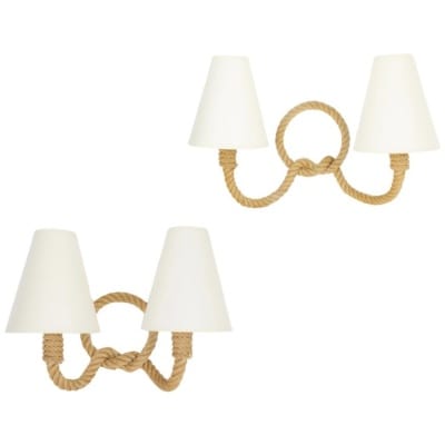 1950- Two Audoux Minet rope sconces