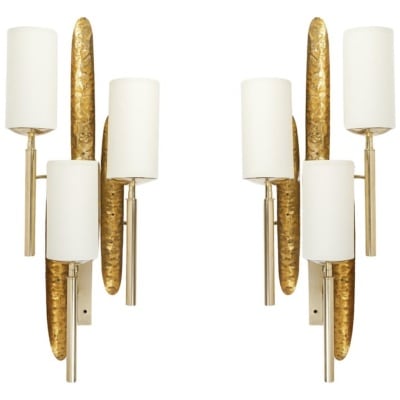 1960 Large Pair of Sconces from Maison Roche