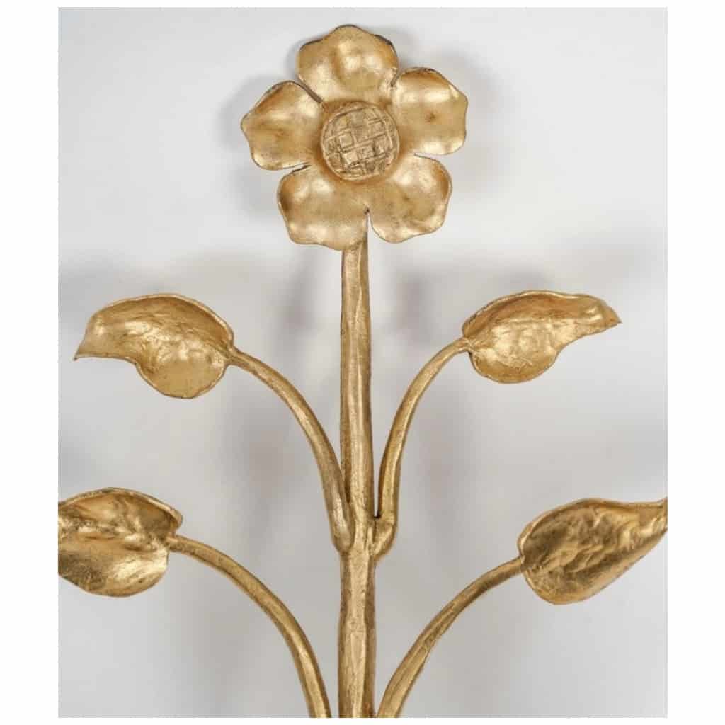 1960 Pair of bronze wall lights Maison Baguès 7