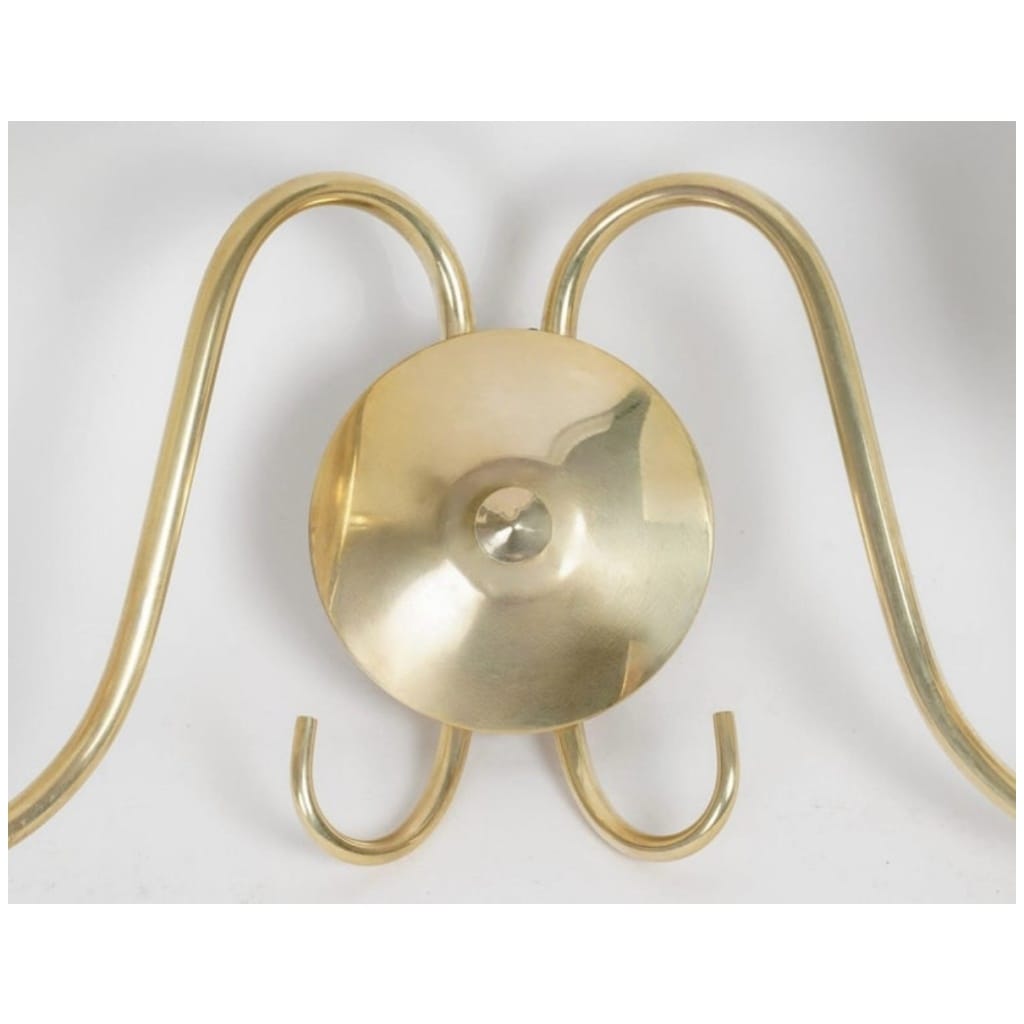 1960 Pair of gilded brass wall lights from Maison Honoré 4