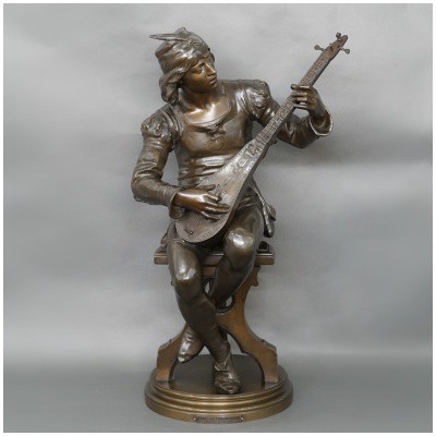 Sculpture – Oysel Le Troubadour , Émile Boisseau (1842-1923) – Bronze