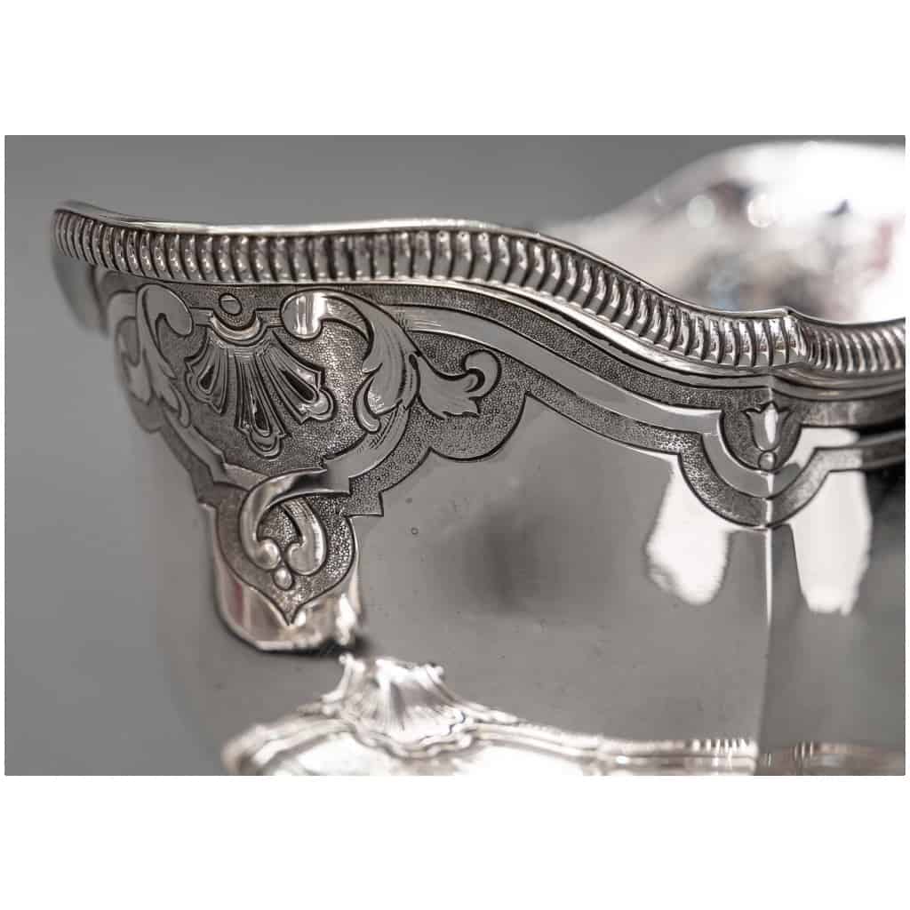LAPPARRA & GABRIEL – PAIR OF SAUCE BOATS ON STERLING SILVER TRAY 16th century XNUMX