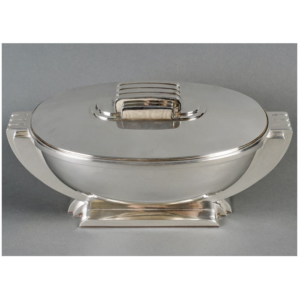 Jean Tetard – Modernist Art Deco Tureen Centerpiece Solid Silver 4