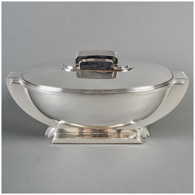 Jean Tetard – Modernist Art Deco Tureen Centerpiece Solid Silver 3