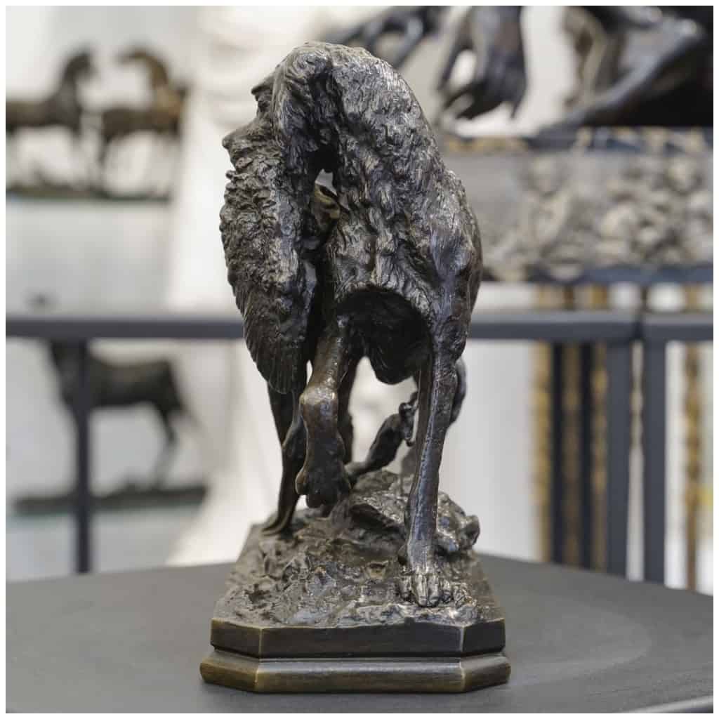 Sculpture – Chien Au Faisan Par Christophe Fratin (1801-1864) – Bronze 6