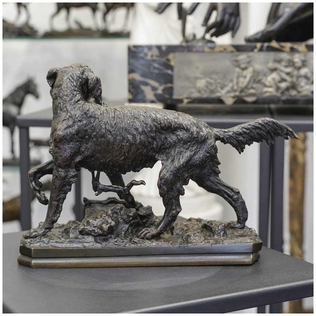 Sculpture – Chien Au Faisan Par Christophe Fratin (1801-1864) – Bronze 7