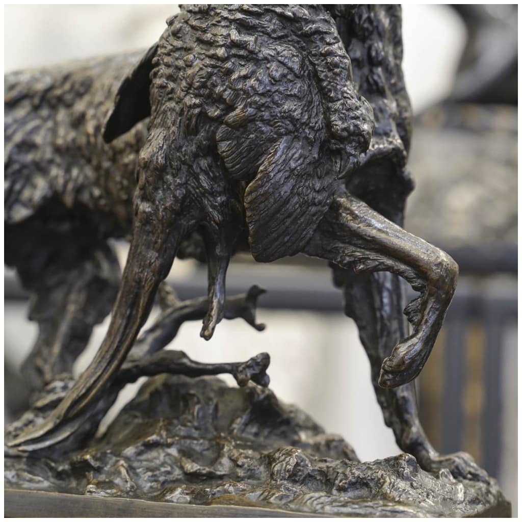 Sculpture – Chien Au Faisan Par Christophe Fratin (1801-1864) – Bronze 9