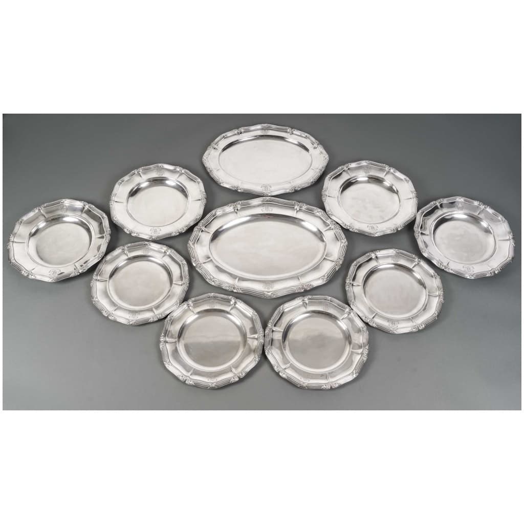 GUSTAVE ODIOT – SET OF TEN STERLING SILVER DISHES XIXTH CENTURY 3