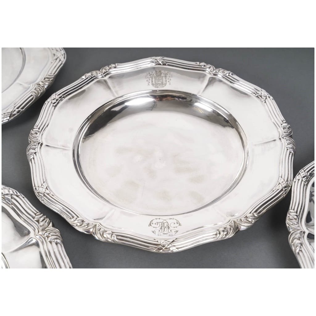 GUSTAVE ODIOT – SET OF TEN STERLING SILVER DISHES XIXTH CENTURY 15