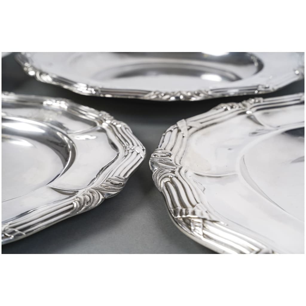 GUSTAVE ODIOT – SET OF TEN STERLING SILVER DISHES XIXTH CENTURY 19