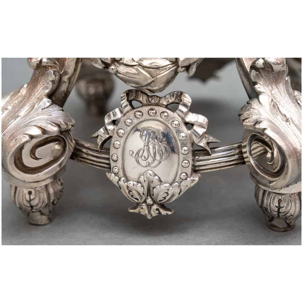 PAIRE DE COUPES EN CRISTAL GRAVÉ SUR SUPPORT EN ARGENT MASSIF XIXE 9