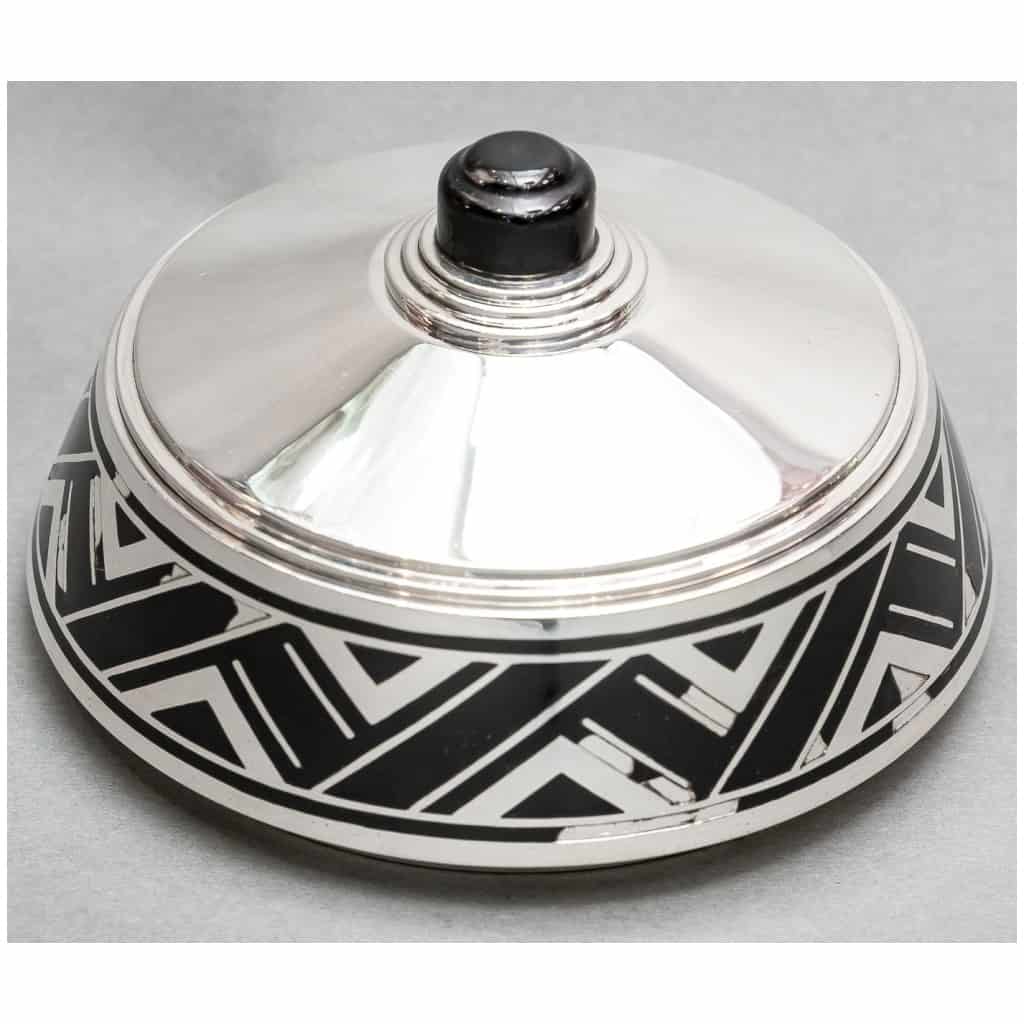 GOLDSMITH R. LINZELER – STERLING SILVER AND BLACK ENAMEL BOX – ART DECO 3 PERIOD