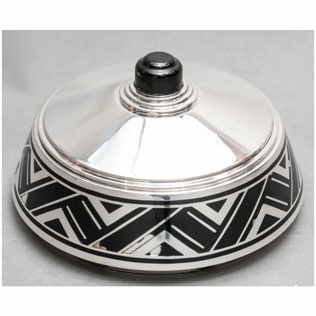 GOLDSMITH R. LINZELER – STERLING SILVER AND BLACK ENAMEL BOX – ART DECO 6 PERIOD